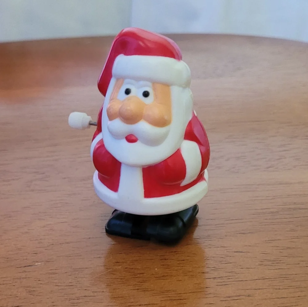 Wind-up plastic christmas Santa train set & walking Santa Claus-14 pcs.